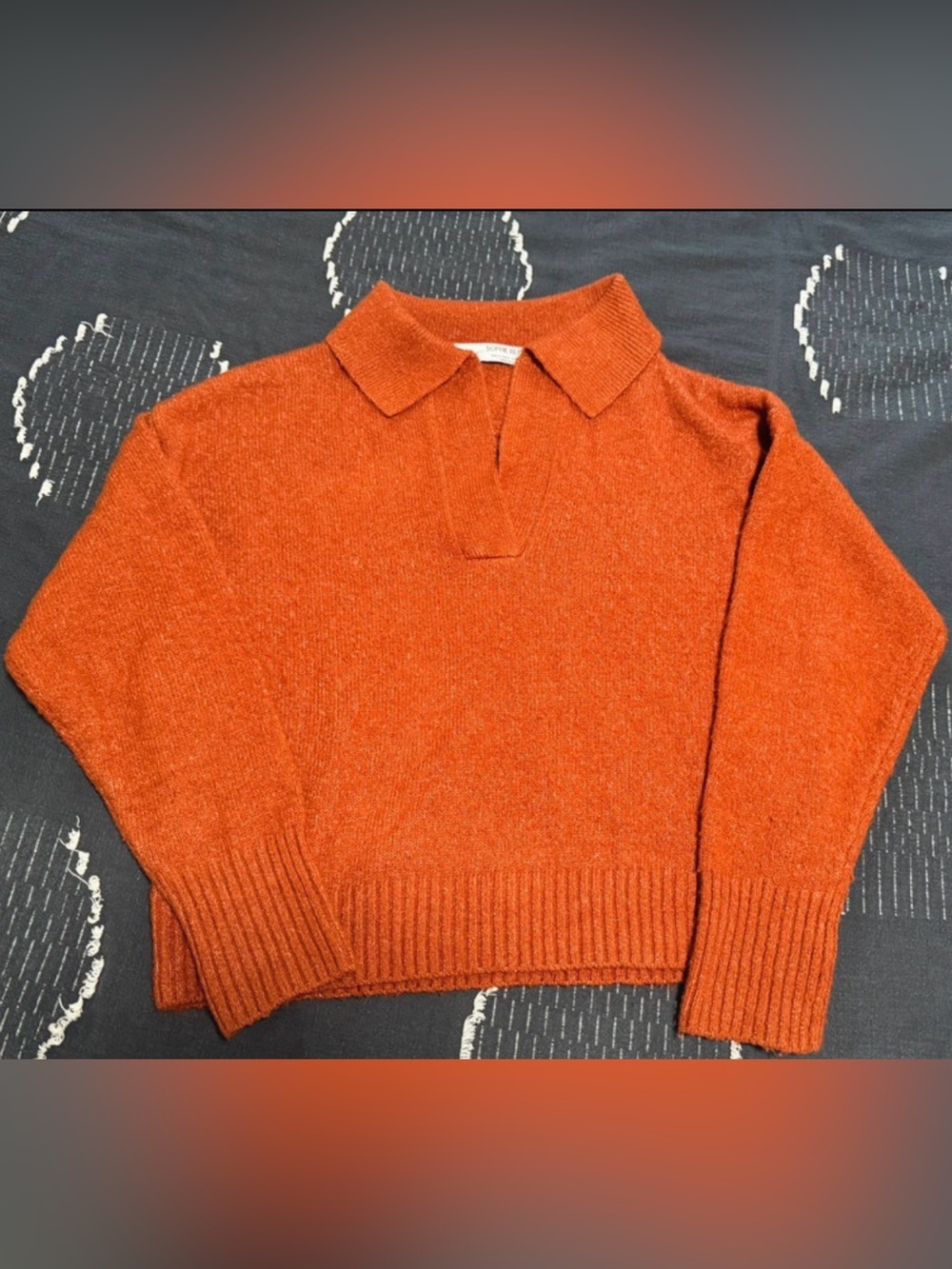Sophie Rue Orange collared V neck sweater S